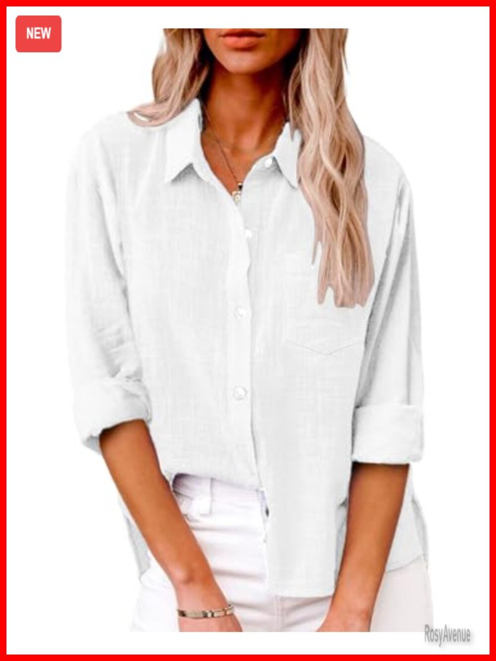 100% Cotton Button Down Shirt Long Sleeve Loose Fit Blouse
